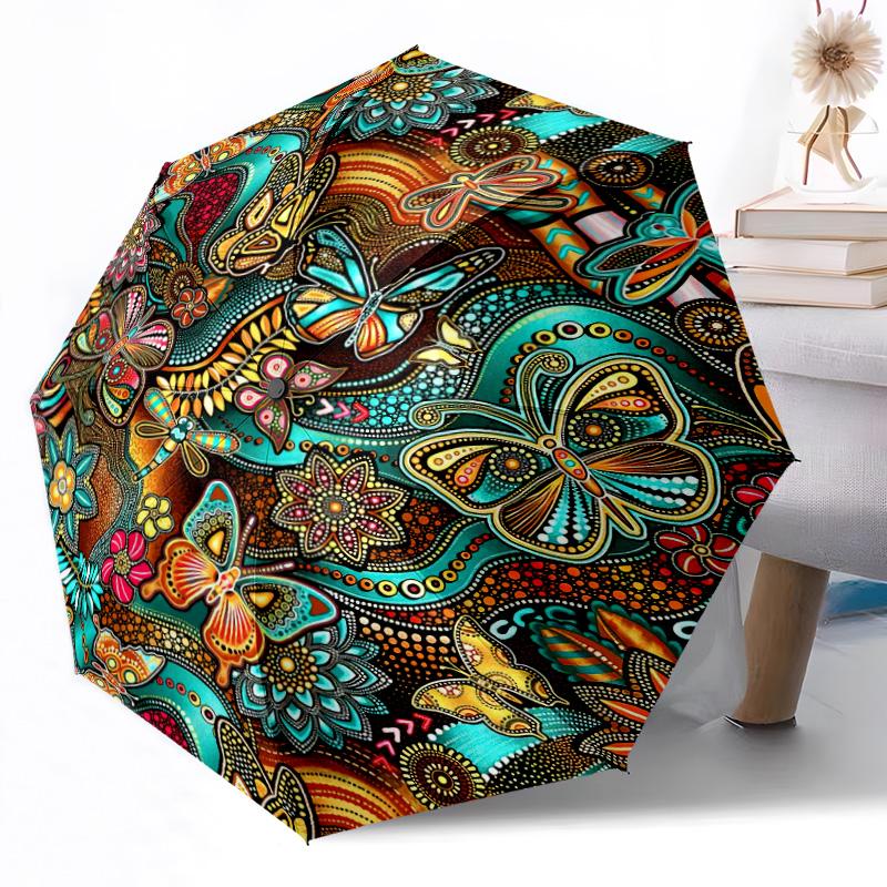 Umbrelă Automată cu Puncte Design Retractabil cu 8 Nervuri Rezistență Construcție Robustă Umbrelă Durabilă pentru Purtare Zilnică