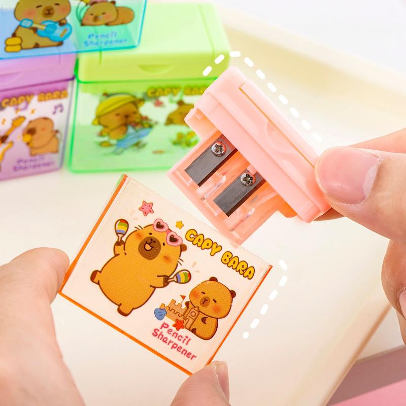 1/4Pcs Cartoon Capybara Double Hole Pencil Sharpener Kawaii Student Stationery Office Supplies Mini Pencil Sharpener For Kids
