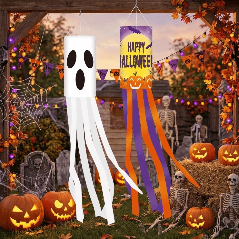 Pumpkin Ghost Pattern Outdoor Props Flags Festival Wind Vane Ghost Party Decorations