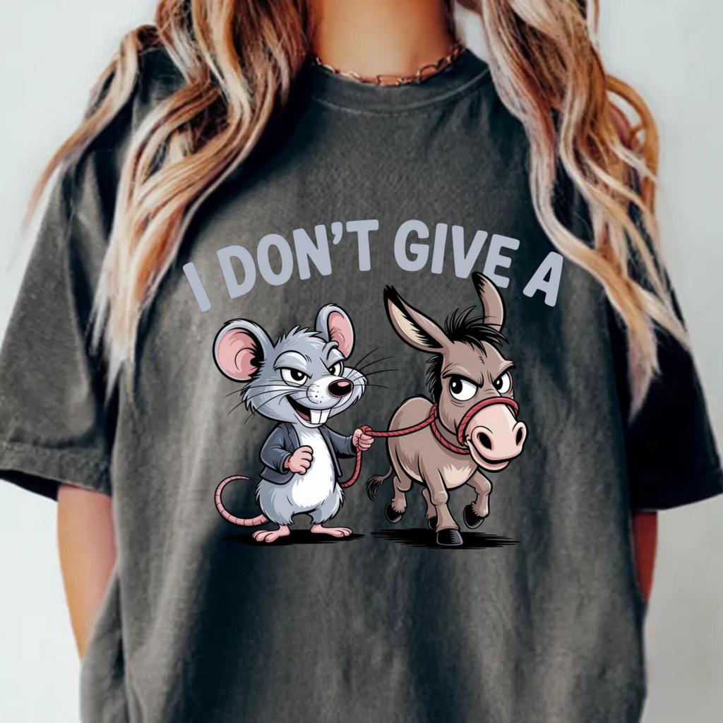 I Don't Give a Rat's Ass Shirt Funny Sarcastic Humor Tee Comfort Colors T-Shirt, Quirky Donkey and Rat Graphic, Trendy Meme Gift Idea shirt