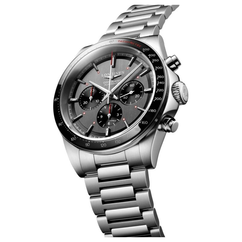 Longines Mouvement mécanique automatique série Concas montre homme étanche 100 mètres montre suisse 42mm cadran gris bracelet en acier inoxydable L3.836.4.52.9
