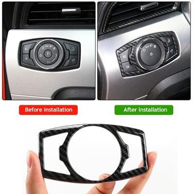 1Pcs Carbon Fiber Headlight Switch Trim Decor Cover for Ford Mustang 2015 2016 2017 2018 2019 2020 Car Styling Accessories