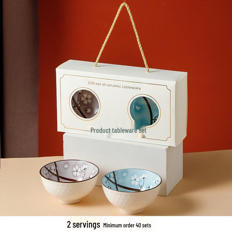 Керамический набор мисок «Счастливая кошка и цветение сакуры»