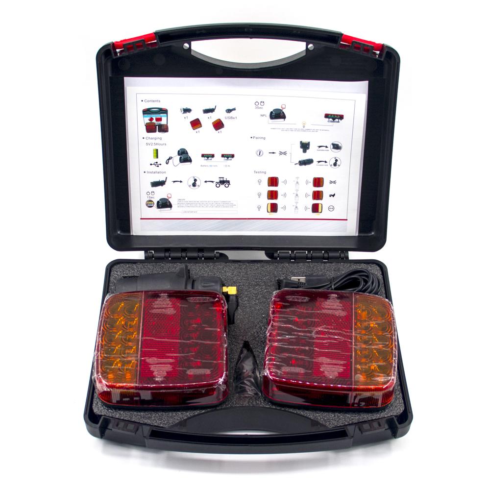 2PCS 12V 24V Wireless Magnetic LED Truck Tail Light Trailer Rear Signal Warning Brake Light Lamp Bus Caravans Campers Lorry