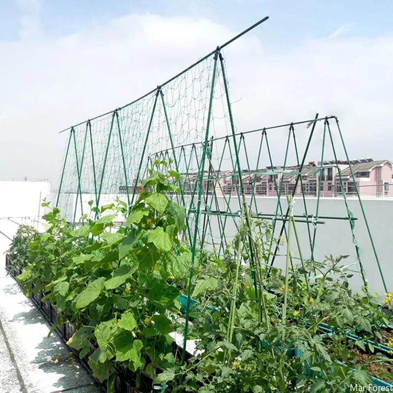 Plant Support Stakes Garden Vine Climbing Rack Pillar Plastic Coated Steel Pipe Greenhouse Bracket Connector Vegetables Planting