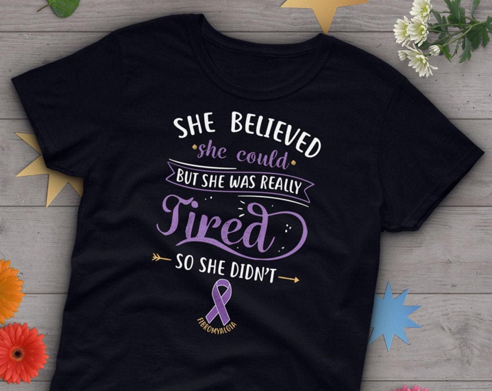 Fibromyalgia Shirt, , Invisible Chronic Illness T-shirt Gift, Fibro Ribbon, Fibromyalgia Awareness, Spoonie Tee, Spoon Theory, Purple 100