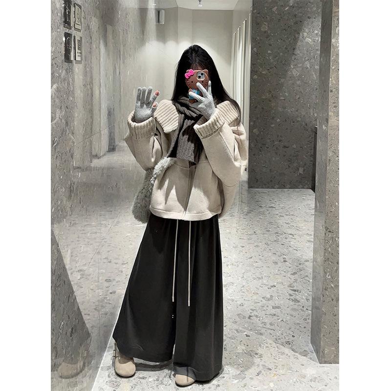 

Осенне-зимний корейский ретро пэчворк кейп-пальто с комплектом повседневных брюк XXL