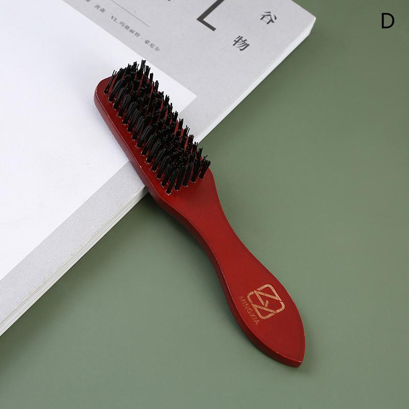 Men Beard Brush Wood Handle Boar Bristle Moustache Cleaning Brush Hairdressing Anti Static Barber Hair Styling Comb Shaving Tool