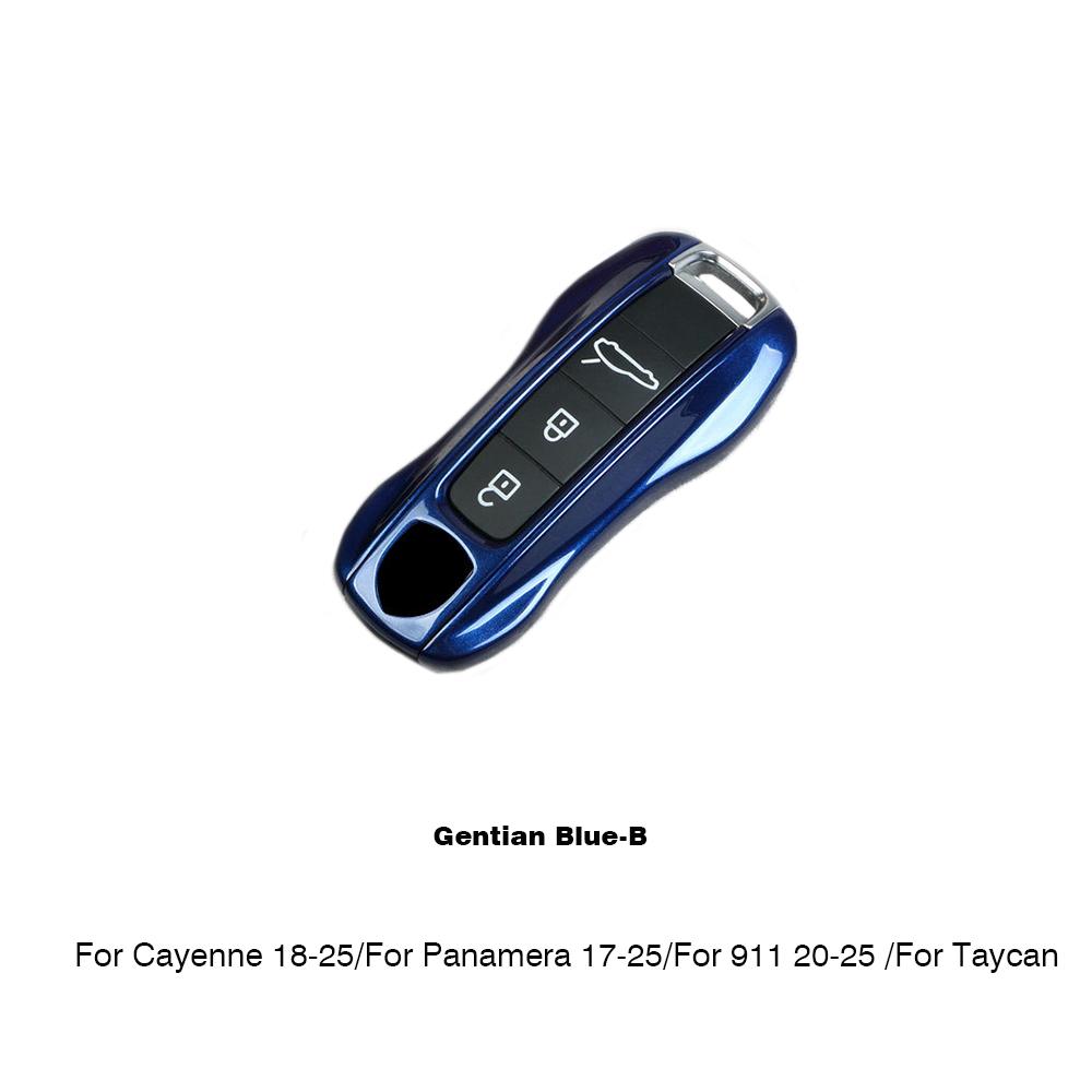 Étui de clé de voiture Couleur Bleu Saphir Pour Porsche Mancan Panamera Cayenne 718 911 Boxster Cayman Coque de remplacement pour clé Kit
