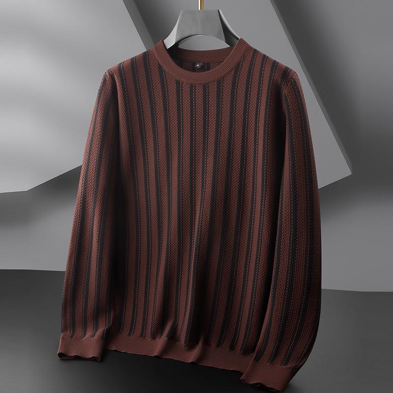 

Men s Plus Size Striped Round Neck Sweater, Fat Brother Autumn 2025 Collection XL іржавий/червоний