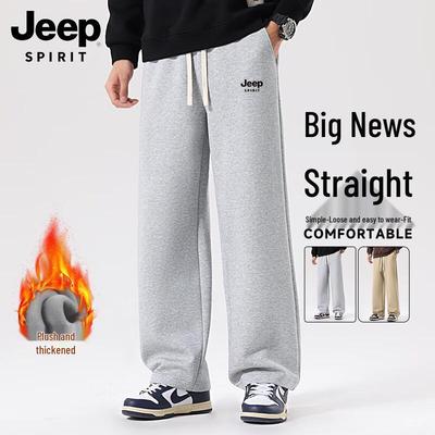 JEEP SPIRIT Men's Heavyweight Fleece-Lined Straight-Leg Casual Pants