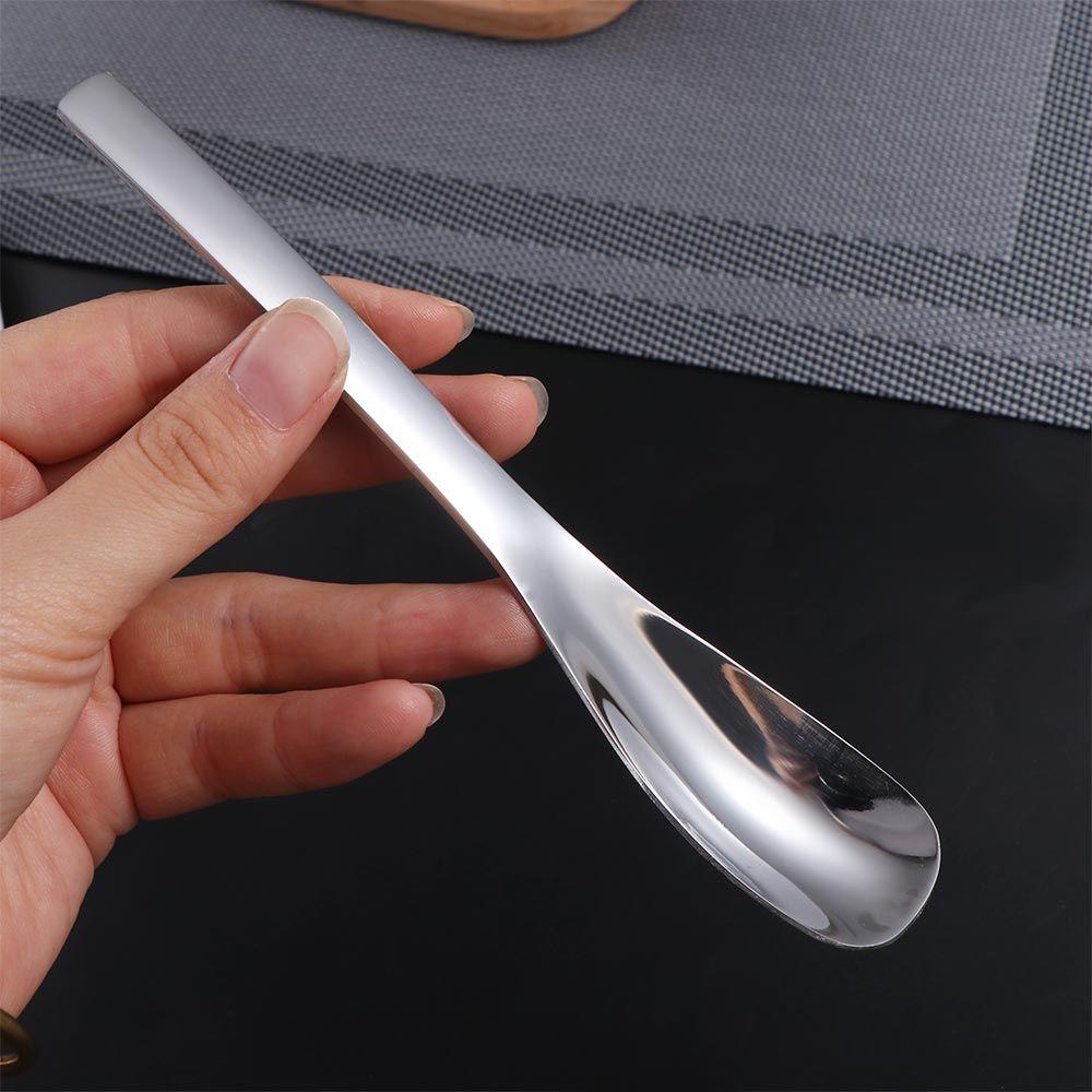 Kitchen Utensils Long Handle Dessert Spoon Silver Stainless Steel Colander Scoop Minimalist Soup Spoon Restaurant