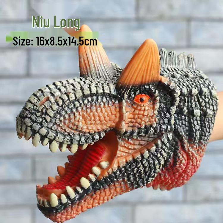 Dinosaur Hand Puppet Gloves - Soft Rubber Triceratops & T. Rex Simulation Toys for Kids