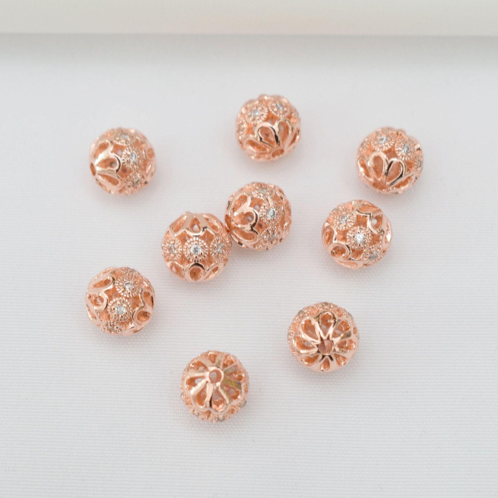 

10 шт. 14-каратный золотой пакет, сохраняющий цвет, микро-инкрустированные циркониевые круглые бусины, полые свободные бусины, бриллиантовые шарики, бусины для браслета своими руками, бисерный материал для украшений F18 10mm