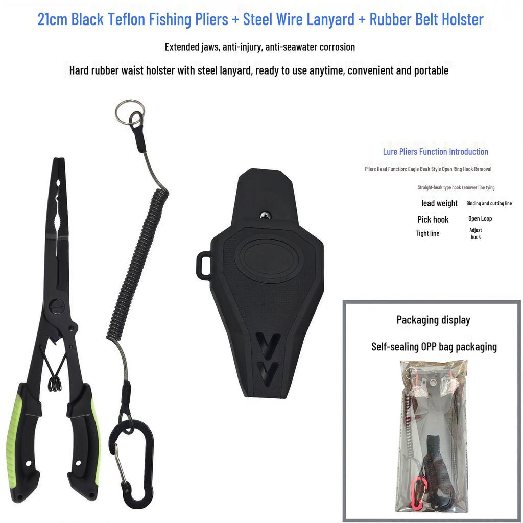 Black Teflon Eagle Beak Fishing Pliers: Multi-functional Hook, Line Cutter & Fish Control Tool
