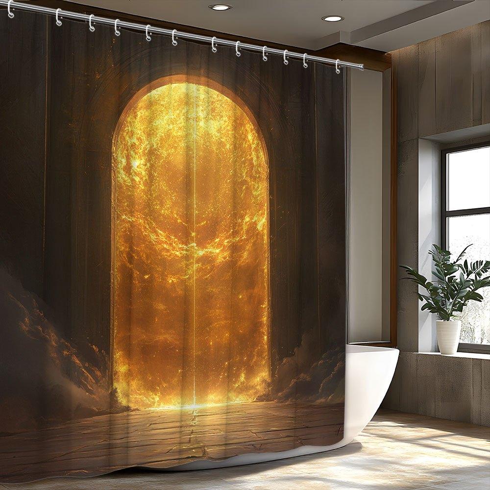 

Fantasy Golden Archway Shower Curtain, Unlined, All-Season, Includes 12 Hooks, Woven Fashion Theme, Stylish Bathroom Decor W90xH180cm