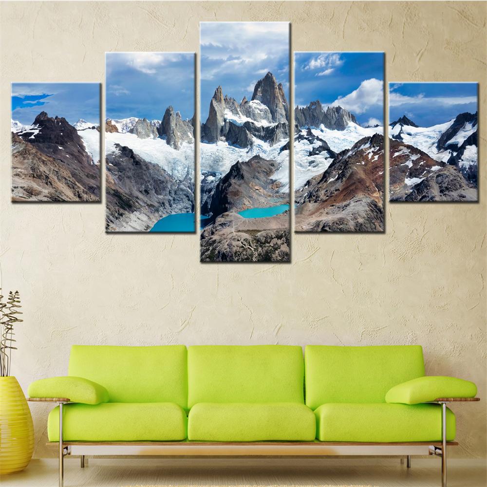 5 Pieces Canvas Wall Arts Poster Painting Nature Mount Fitz Roy Patagonia Wallpape Modern Home Decor Picture Print Bedroom Mural