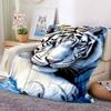 White Tiger Flannel Blanket Throw Blanket Soft Warm Sofa Bed Camping home Decor Unique Christmas Gift C926424