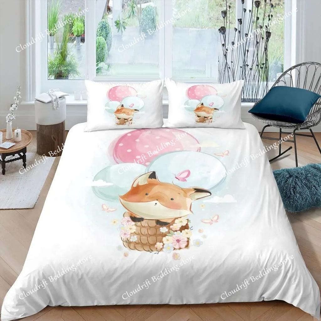 Hot Air Balloon Duvet Cover Set King Queen Full Size Polyester Comforter Cover For Kids Boys Girls Bedding Set With Pillowcase