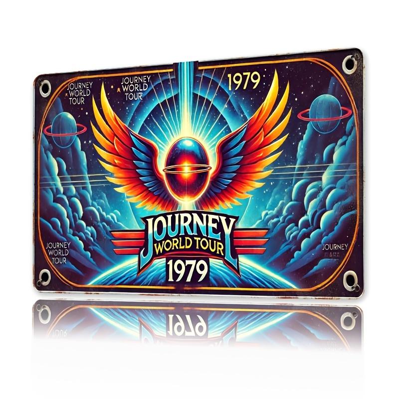 

Vintage Journey World Tour 1979 Metal Sign Retro Wall Art with Cosmic Design Perfect for Bedroom Kitchen or Game Room Decor 20x30cm（7.8x11.8inch）
