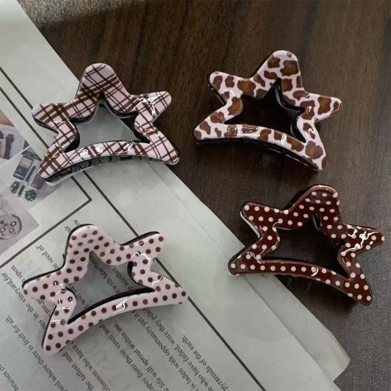 Elegante Fermaglio per Capelli Coreano con Charms a Forma di Stella in Acetato Acconciatura Ideale per Donne