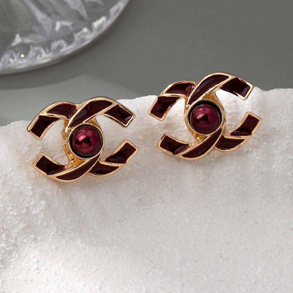 Daisy Jewelry: Imitation Pearl & Rhinestone CC Pendant Earrings for Women's Daily Wear