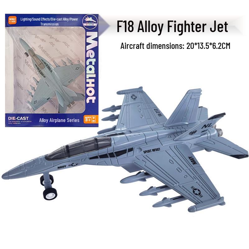 Meileqi Alloy Fighter Jet Toy with Pull-back, Sound & Light - F14, F15, F18, F22 Models