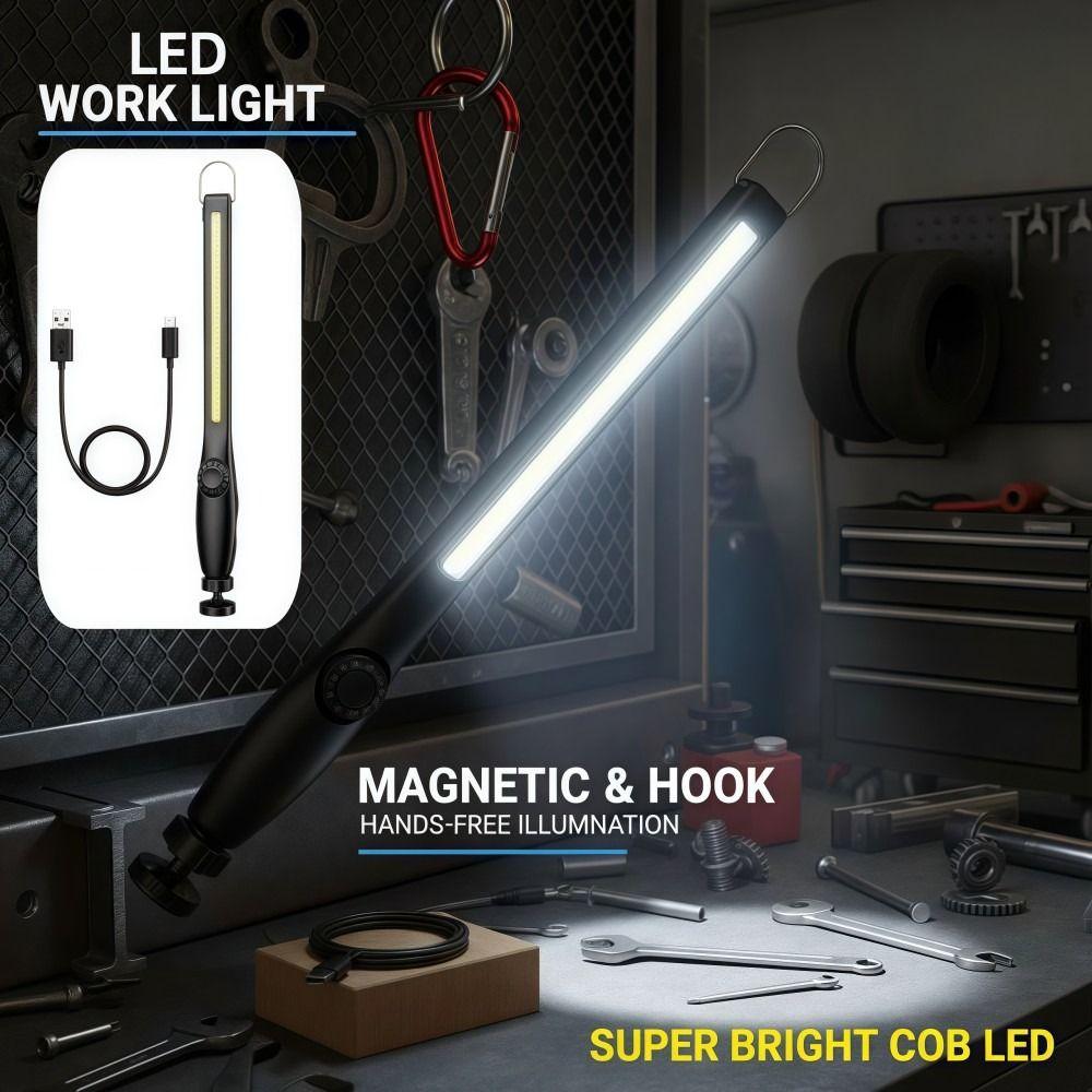 New COB LED Work Light Brightness Adjustable Super Bright Flashlight with Hook Magnetic Work Lamp Car Repair Outdoor Camping