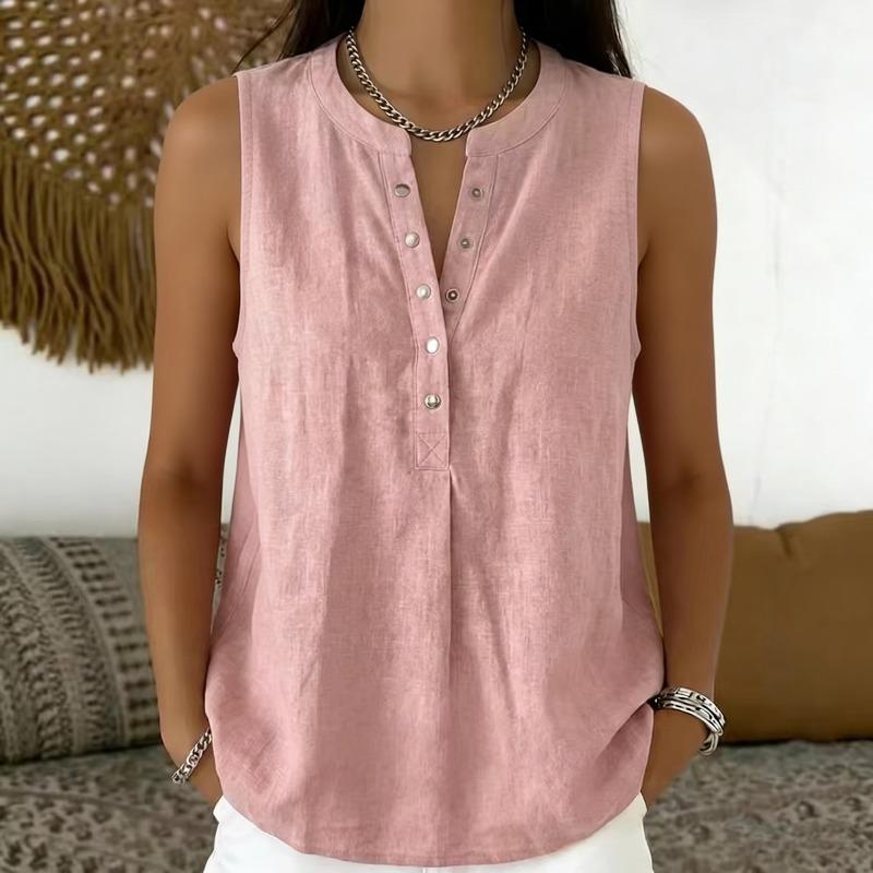 DICFY Women's Fashion Casual Summer Spring V-Neck Sleeveless Blouses & Shirts