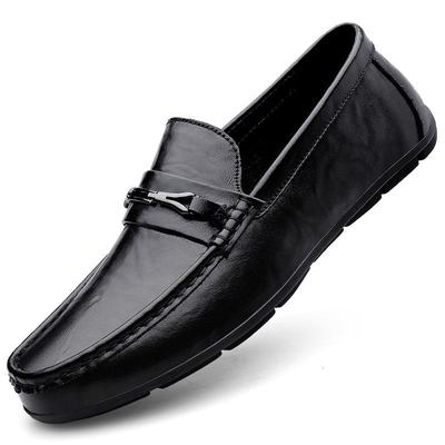 Men's Genuine Leather Slip-On Loafers: Spring & Autumn Trendy, Soft Sole, Large Size Flat Shoes