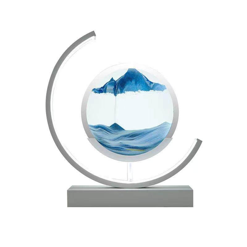 Chinese Landscape Flowing Sand Lamp: Creative Hourglass Decor for Desk, Living Room, Bedroom, or Wine Cabinet.