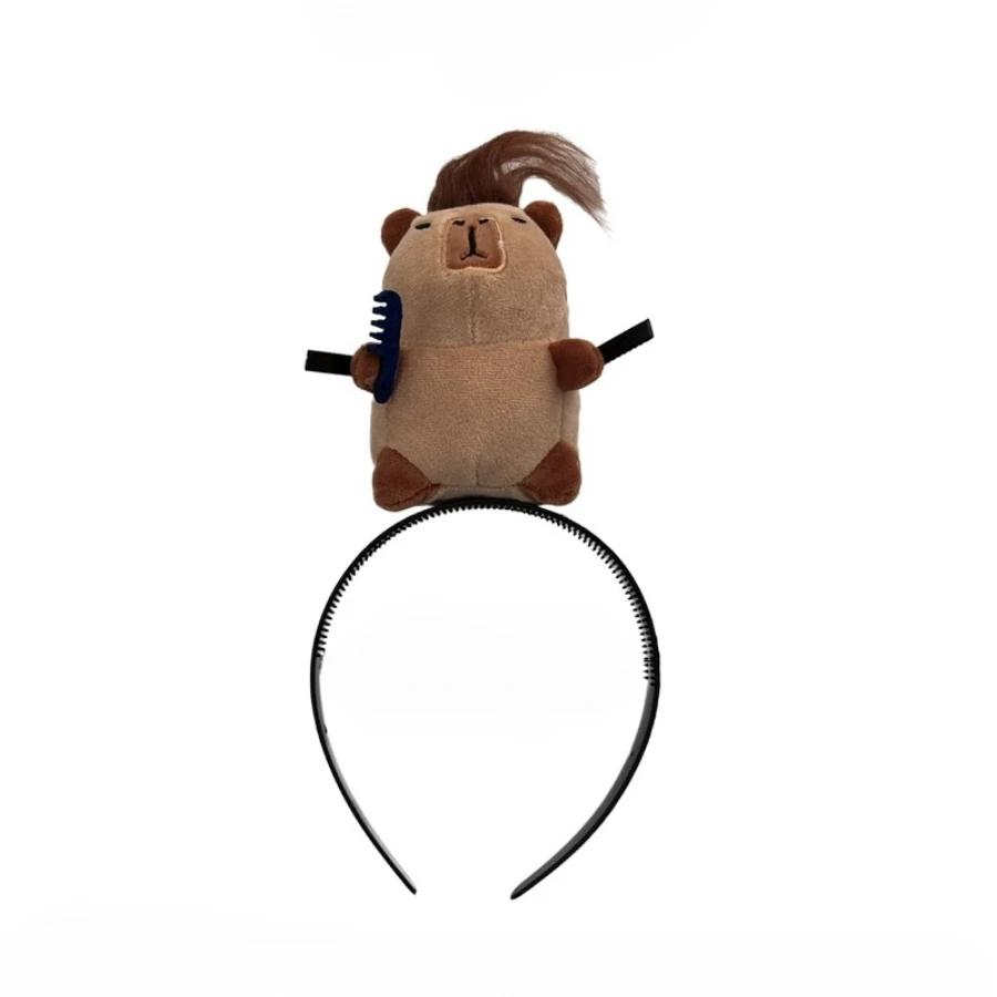 Ratatouille Mouse Head Hairband Capybara Funny Plush Hair Hoop Halloween Decor Capibara Women Hair Band Makeup Headdress Hairpin