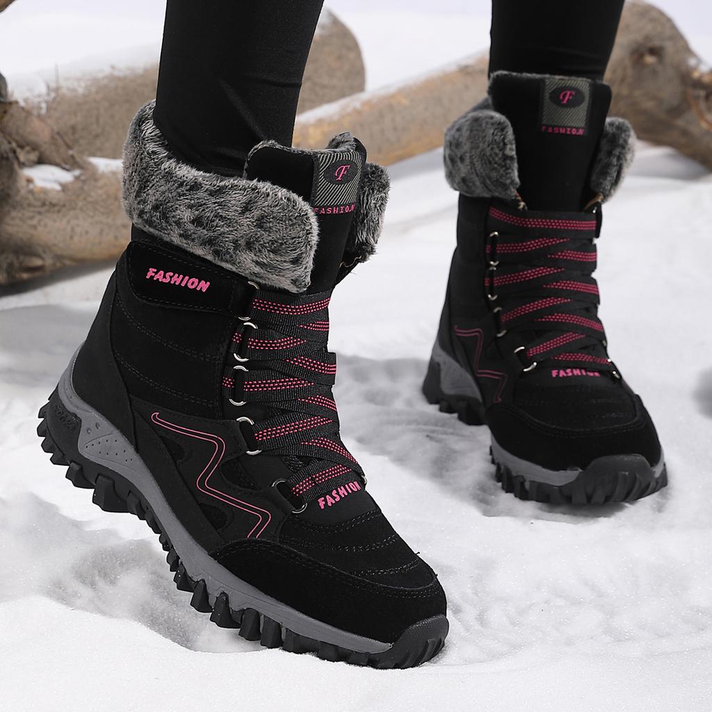 New Winter Women Snow Boots Fur Plush Keep Warm Ankle Boots Waterproof High Top Shoes Outdoor Non-Slip Hiking Boots Work Shoes