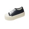 Casual style versatile contrasting color double lace-up round head heightening platform canvas shoes summer women