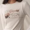 GREEN BELT Women's Puppy Print Faux Two-piece Modal Long-Sleeve T-Shirt