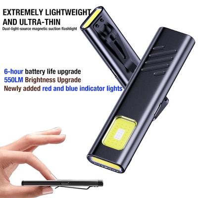 Portable Aluminum Alloy Cob Led Flashlight With Magnetic Tail Usb Charging And Clip For Outdoor Emergency Edc Work Light Hiking