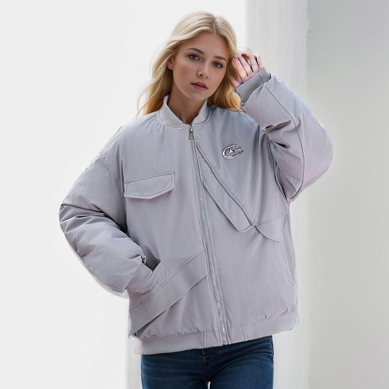 

Пуховик для мужчин и женщин одного стиля, модная одежда из высококачественного хлопка, свободная и утолщенная теплая куртка. M серый