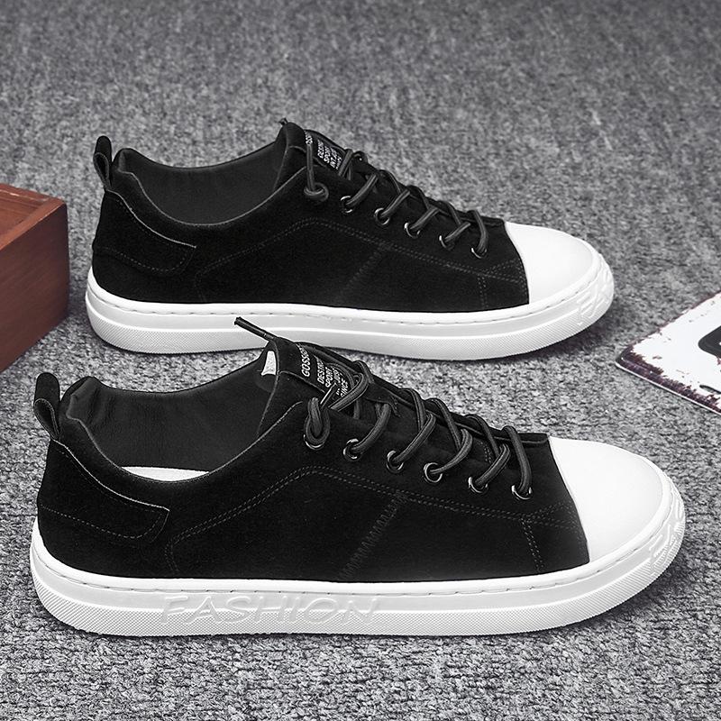 

TikTok с товарами мужская обувь осень новая корейская версия студенческого тренда повседневная спортивная обувь для доски простые подходящие школьные брюки обувь 39 чёрный