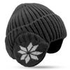 New Outdoor Women Men Winter Knitted Hat Plush Warm Peaked Cap Earmuff Fashion Faux Fur Lined Bomber Hats Cycling Ear Protection