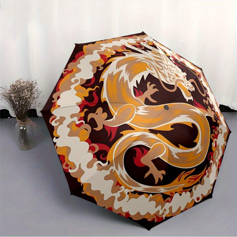 1pc Dragon Automatic Open/close Folding Umbrella, Compact Portable Travel Umbrella, Durable Construction yy250809100