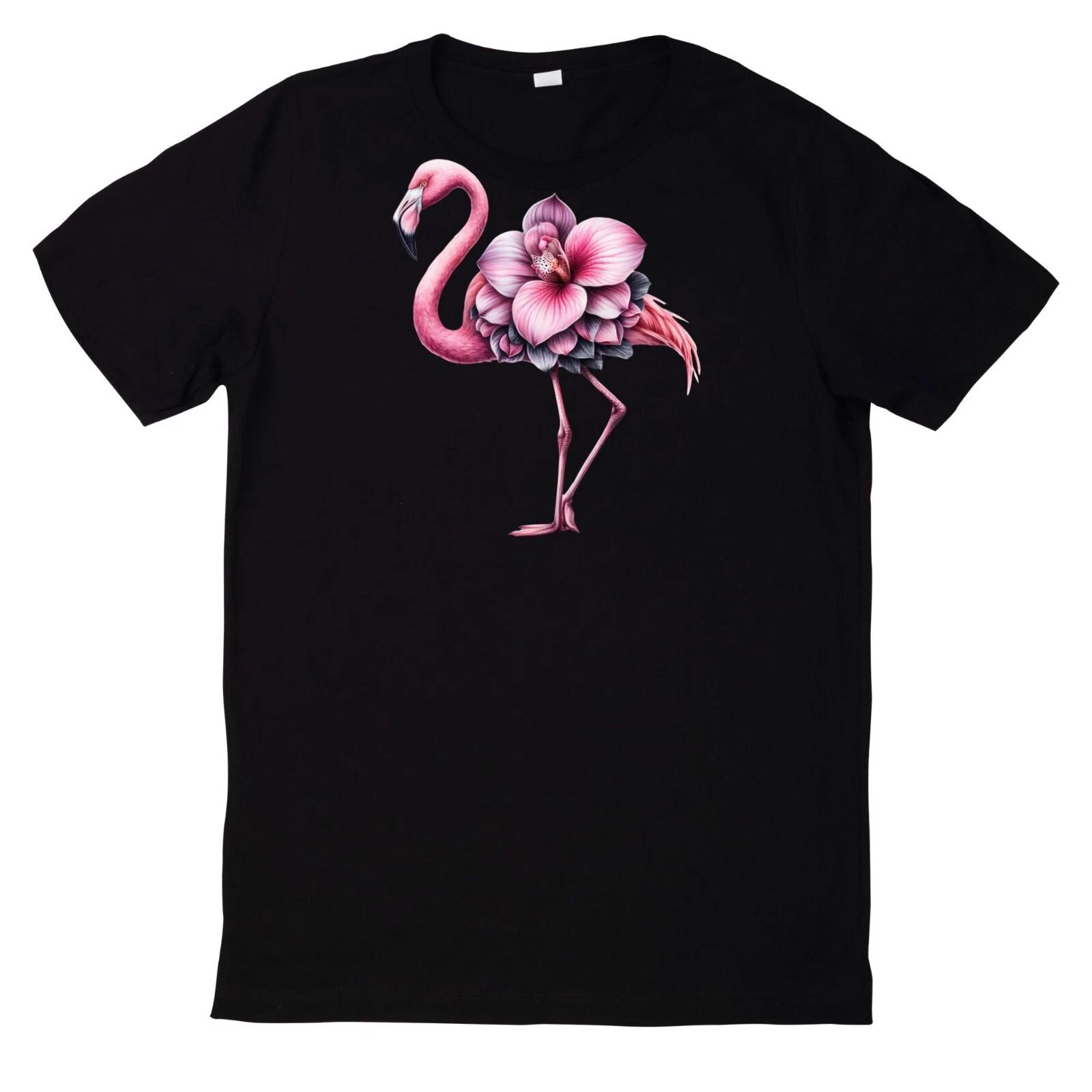 T-Shirt Rosa Blumen Flamingo Motiv L