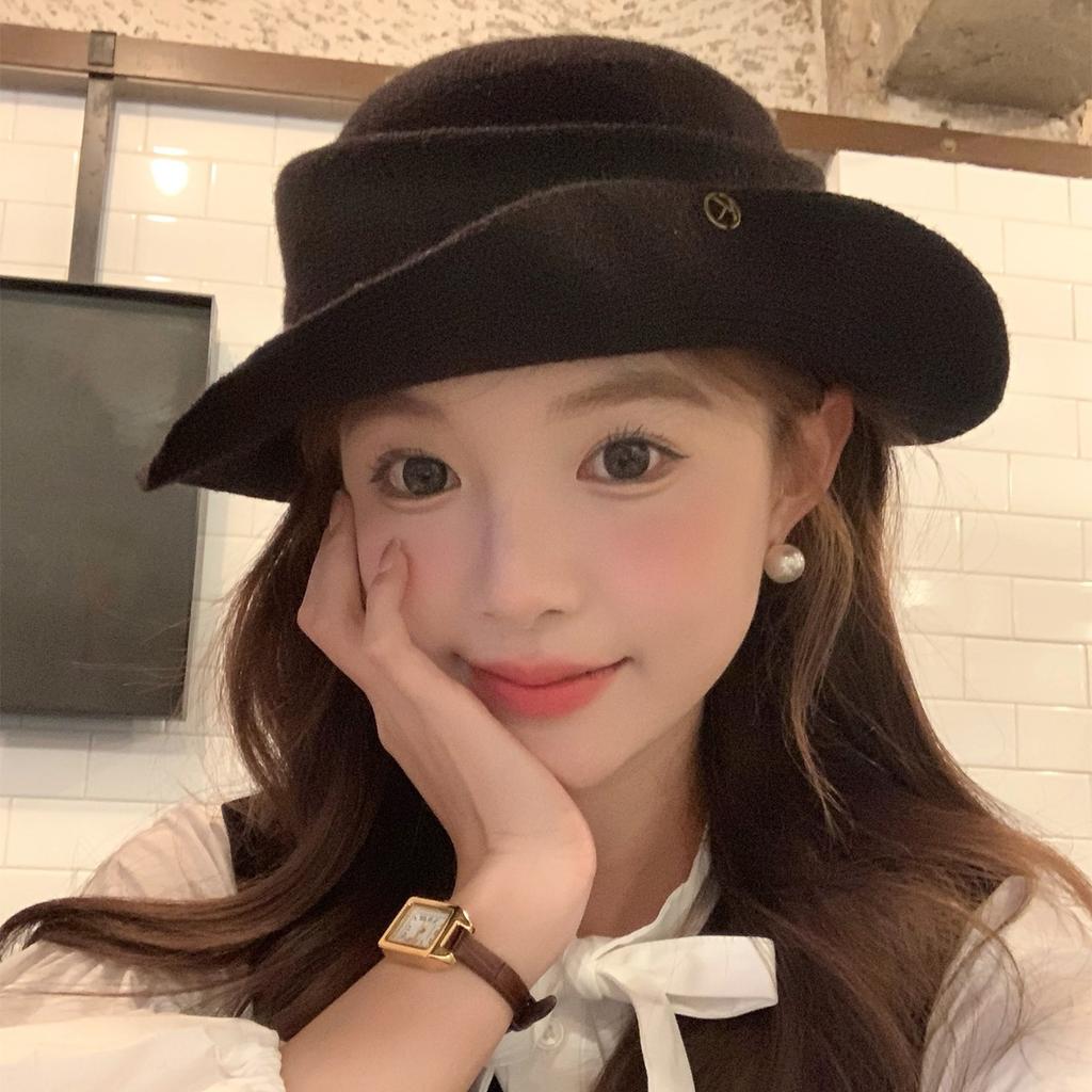 Retro stickad krullad topphatt Fiskarhatt Damhöst och Vinter Bergsklättringshatt Bassänghatt