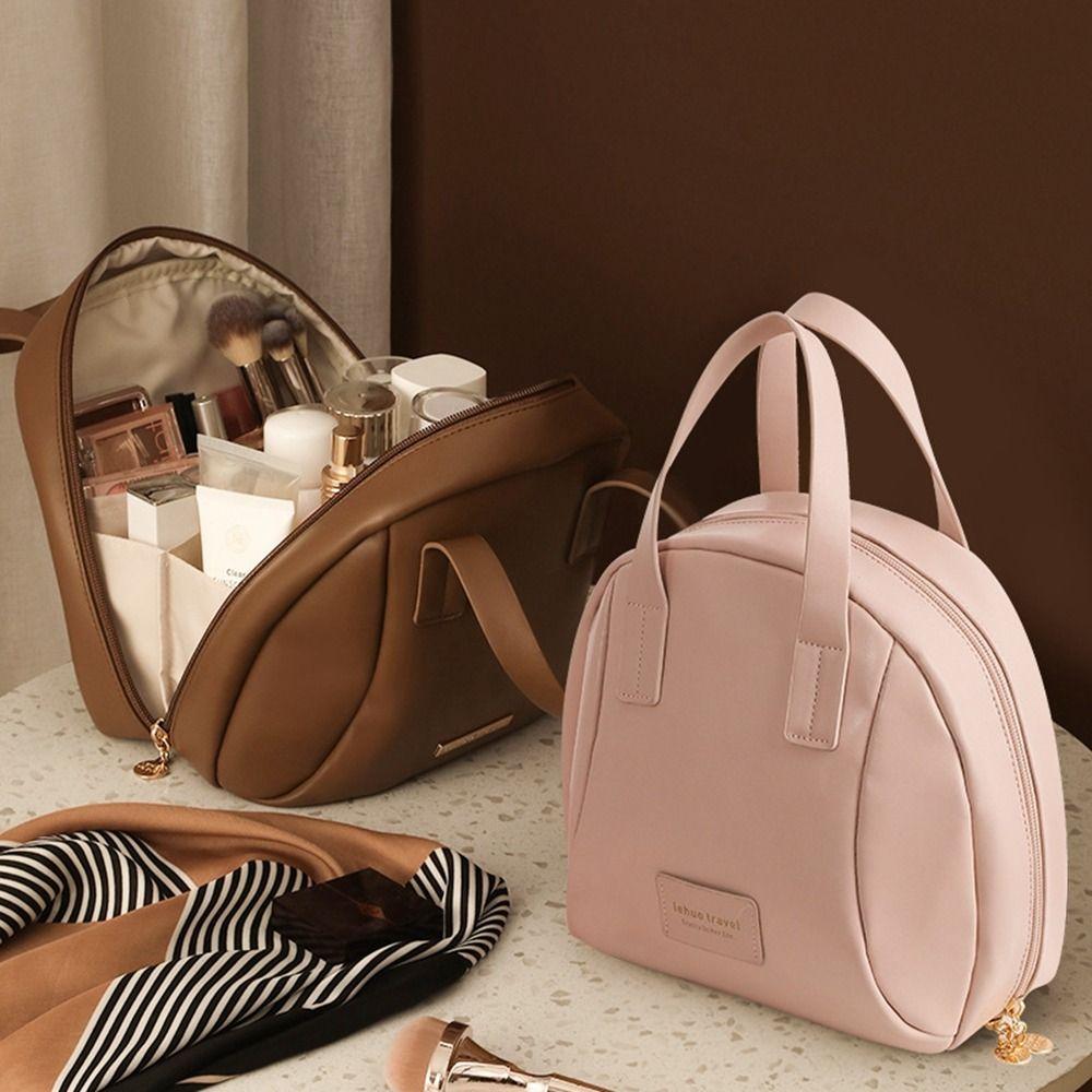 Zipper PU Leather Cosmetic Bag Shell Bag Small Square Bag Fashion Travel Wash Bag Travel