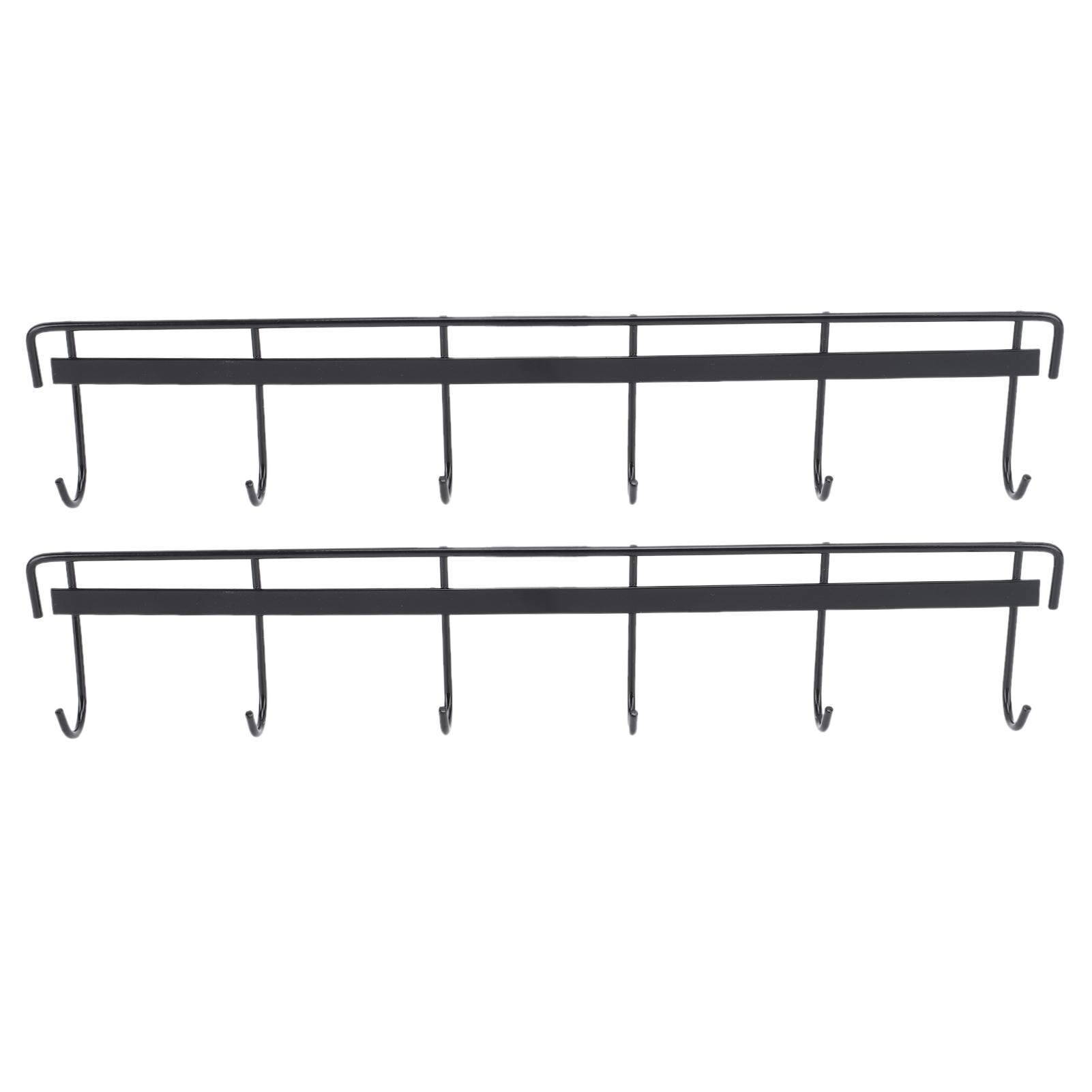 

2pcs Wall Mounted Coat Rack Stainless Steel Wall Hanging Coat Hook Rail with 6 Hooks for Clothes Towel Hat 6 Hooks 2