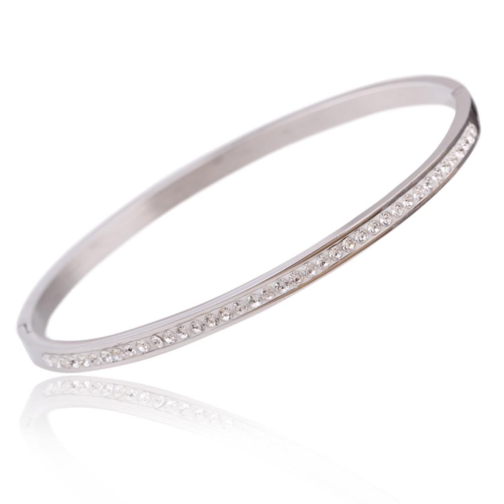 18K Gold Three-Color Rhinestone Bracelet - 4MM Single Row, European American Style, Women s Fashion Bestseller стальной