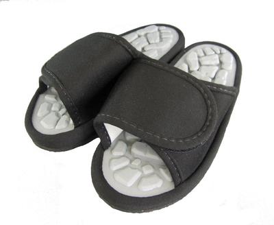 Funami Health Medium 1870 Slippers, Body-Friendly Rock, Black, (23-24cm),