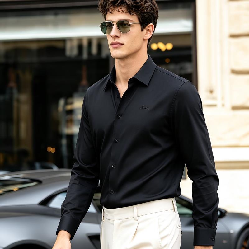 Antonio Men's Modal-Blend Long Sleeve Business Casual Shirt