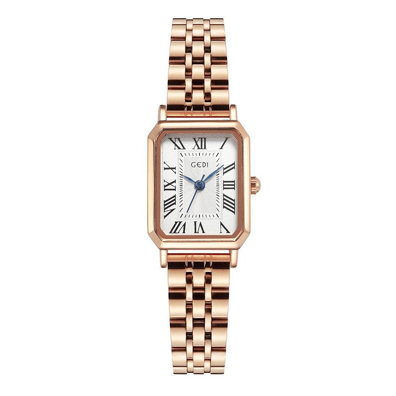 French Style Women'S Watch Simple Retro Square Stainless Steel Watch Quartz Steel Belt Women'S Watch