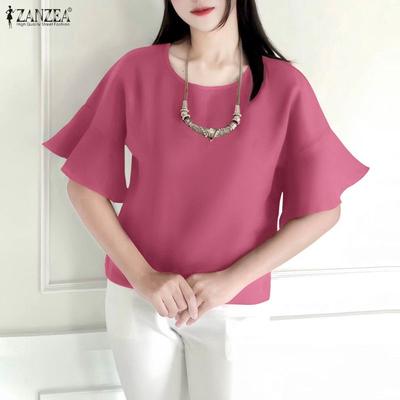 Women Casual Round Neck Flare Half Sleeve Loose Blouse