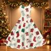 Women's Sexy Off-Shoulder Vintage Christmas Print Dress for Holiday Party